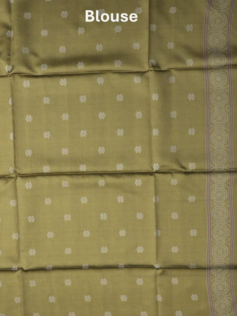 Tussar fancy saree light grey color allover motifs & weaving border with contrast pallu and attached blouse