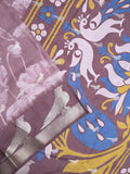 Dola silk fancy saree light purple color allover prints & contrast zari border with printed pallu and printed blouse