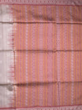 Tussar fancy saree light grey color allover motifs & weaving border with contrast pallu and attached blouse