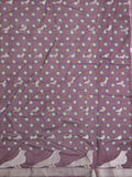 Dola silk fancy saree light purple color allover prints & contrast zari border with printed pallu and printed blouse