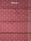 Tussar fancy saree light grey color allover motifs & weaving border with contrast pallu and attached blouse