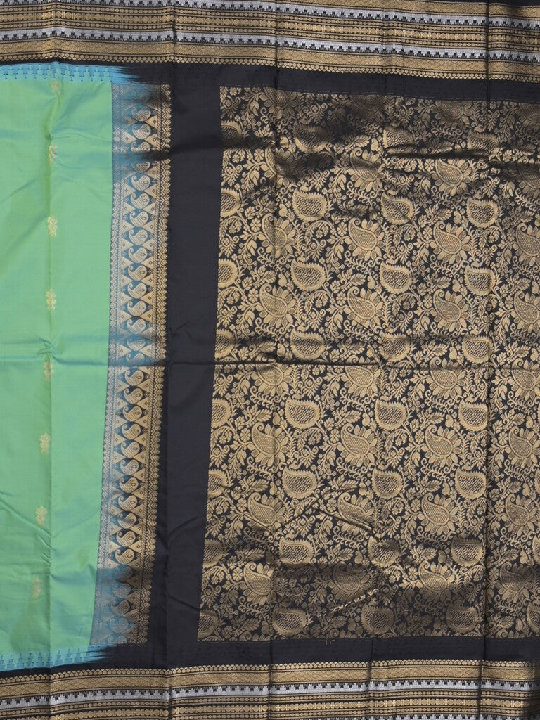 Gadwal pattu saree in lux green color allover zari motifs & zari border with rich pallu and plain blouse