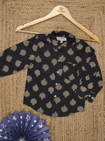 Boys cotton printed shirts | black | full sleeves | 3-4 years