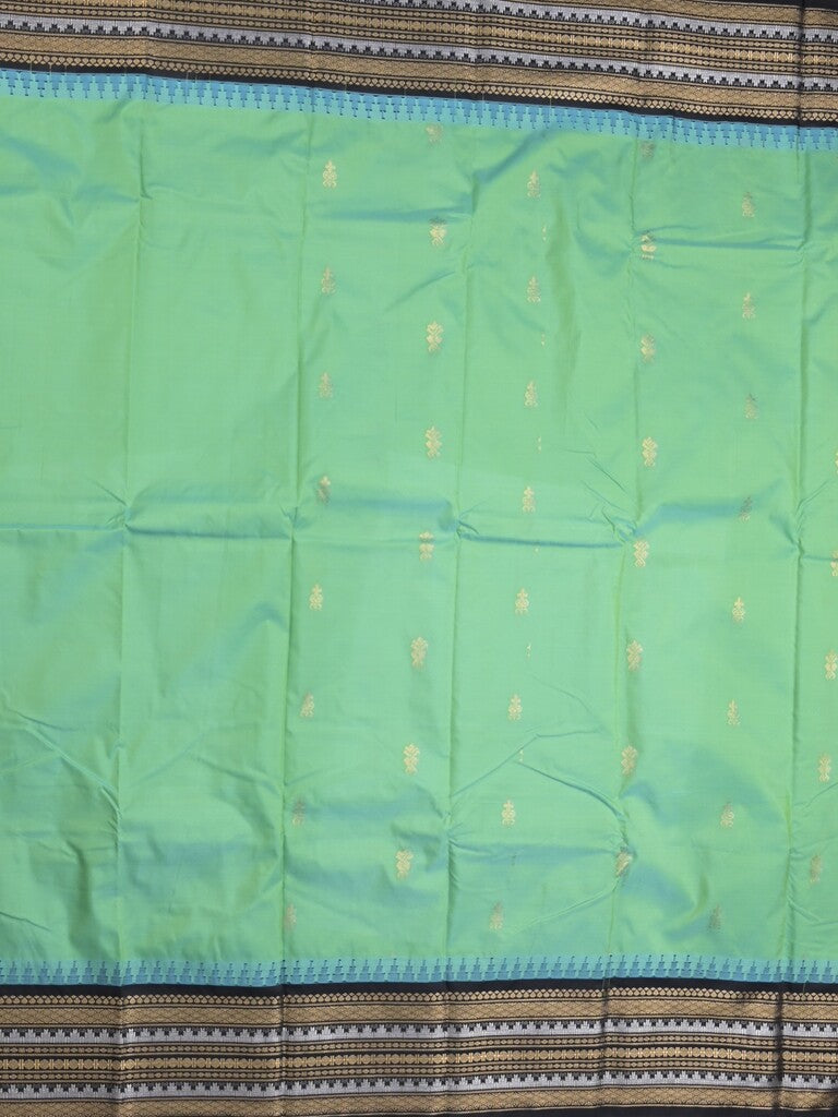 Gadwal pattu saree in lux green color allover zari motifs & zari border with rich pallu and plain blouse
