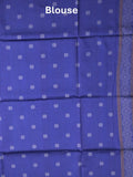 Tussar fancy saree light grey color allover motifs & weaving border with contrast pallu and attached blouse
