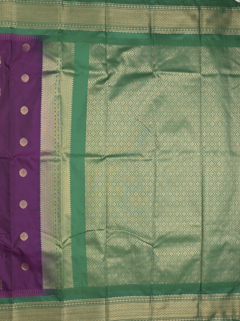 Gadwal pattu saree in violet color allover zari motifs & zari border with rich pallu and plain blouse