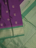 Gadwal pattu saree in violet color allover zari motifs & zari border with rich pallu and plain blouse