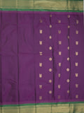 Gadwal pattu saree in violet color allover zari motifs & zari border with rich pallu and plain blouse
