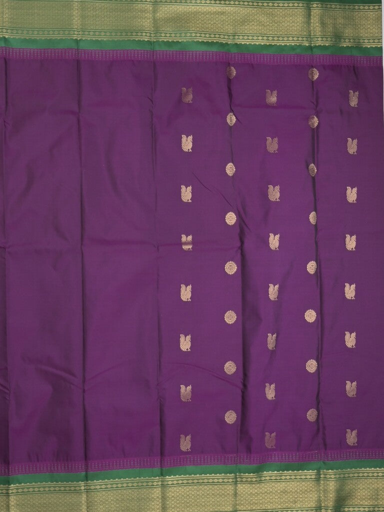 Gadwal pattu saree in violet color allover zari motifs & zari border with rich pallu and plain blouse