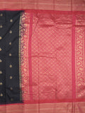 Gadwal pattu saree in black color allover zari motifs & zari border with rich pallu and plain blouse