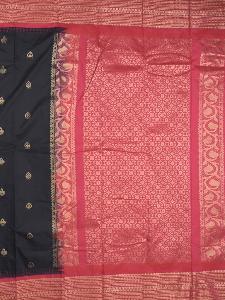 Gadwal pattu saree in black color allover zari motifs & zari border with rich pallu and plain blouse