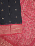 Gadwal pattu saree in black color allover zari motifs & zari border with rich pallu and plain blouse
