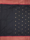 Gadwal pattu saree in black color allover zari motifs & zari border with rich pallu and plain blouse