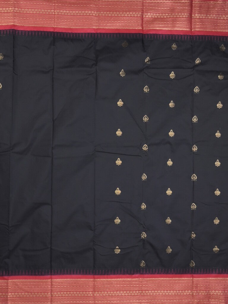 Gadwal pattu saree in black color allover zari motifs & zari border with rich pallu and plain blouse