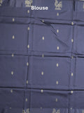 Tussar fancy saree navy blue color allover prints & weaving border with zari pallu and attached blouse