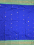 Gadwal pattu saree in royal blue color allover zari motifs & zari border with rich pallu and plain blouse