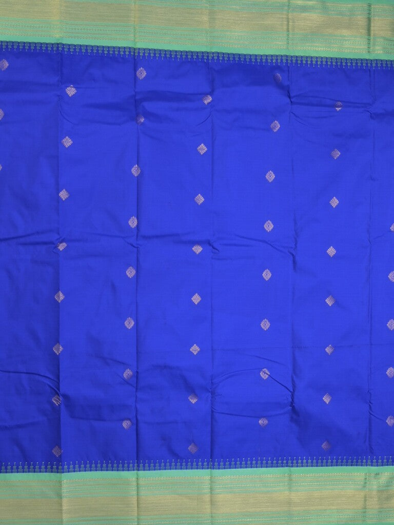 Gadwal pattu saree in royal blue color allover zari motifs & zari border with rich pallu and plain blouse