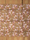 Tussar fancy saree mustard yellow color allover prints & weaving border with zari pallu and attached blouse