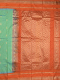 Gadwal pattu saree in lux green color allover zari motifs & zari border with rich pallu and plain blouse