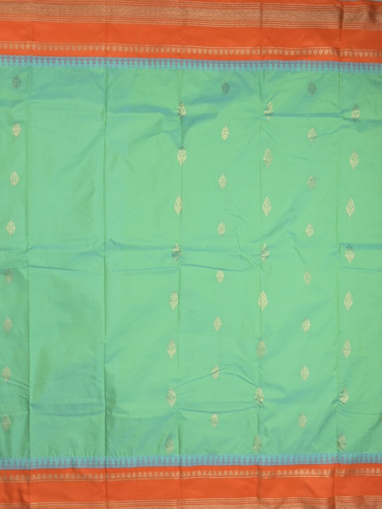 Gadwal pattu saree in lux green color allover zari motifs & zari border with rich pallu and plain blouse