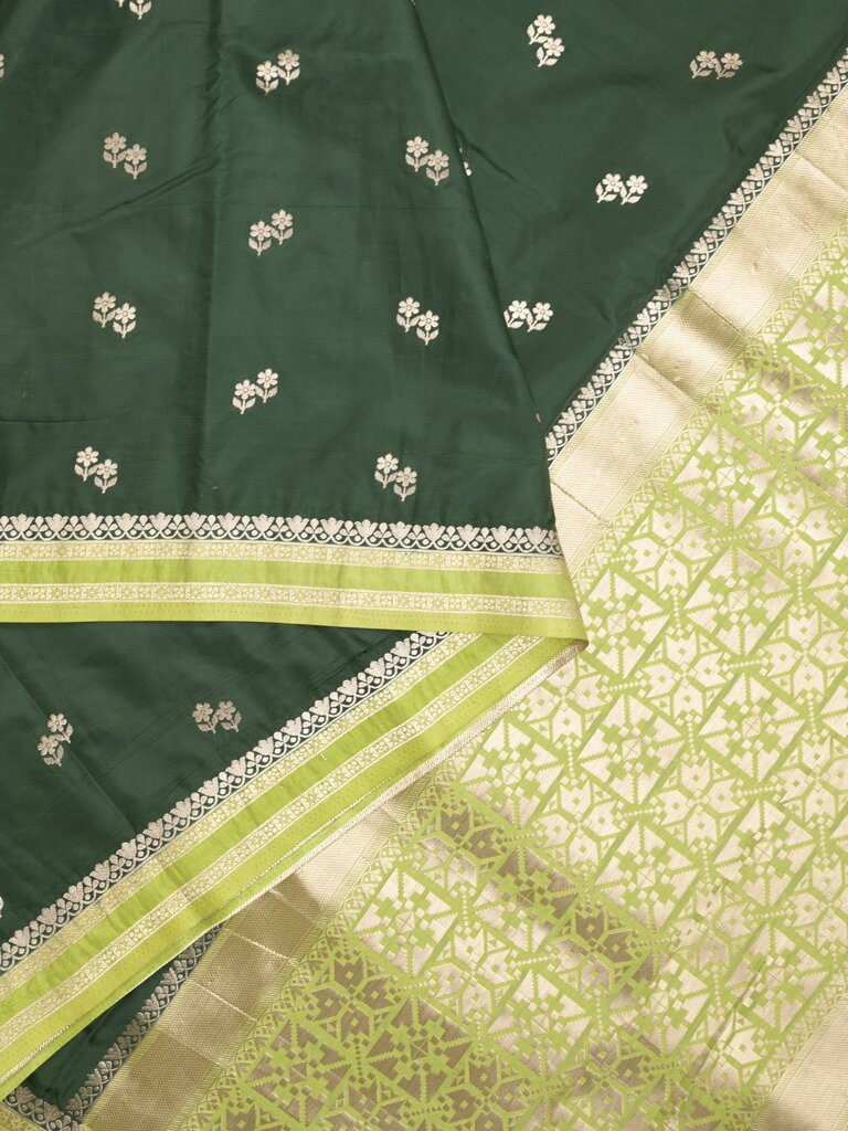 Banaras fancy saree for women | bottle green | zari border | party wear