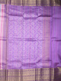 Kanchi kora pattu saree in light purple color allover zari stripes & zari border with rich pallu and plain blouse