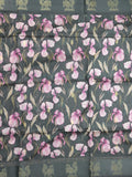 Tussar fancy saree black color allover prints & weaving border with zari pallu and attached blouse