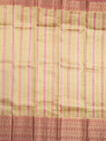 Kanchi kora pattu saree in cream color allover zari stripes & zari border with rich pallu and plain blouse