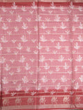 Dola silk fancy saree light pink color allover prints & contrast zari border with printed pallu and printed blouse