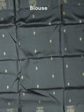 Tussar fancy saree black color allover prints & weaving border with zari pallu and attached blouse