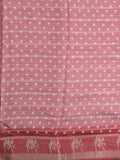 Dola silk fancy saree light pink color allover prints & contrast zari border with printed pallu and printed blouse