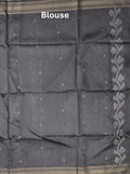 Tussar fancy saree dark grey color allover prints & plain gold border with printed pallu and self blouse