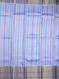Kanchi kora pattu saree in light blue color allover zari stripes & zari border with rich pallu and plain blouse