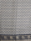 Dola silk fancy saree grey color allover prints & contrast zari border with printed pallu and printed blouse