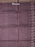 Tussar fancy saree wine color allover prints & plain gold border with printed pallu and self blouse