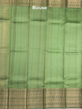Kanchi kora pattu saree in light green color allover zari stripes & zari border with rich pallu and plain blouse