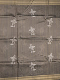 Tussar fancy saree snuff color allover prints & plain gold border with printed pallu and self blouse