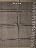 Tussar fancy saree snuff color allover prints & plain gold border with printed pallu and self blouse