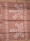 Tussar fancy saree brown color allover prints & plain gold border with printed pallu and self blouse