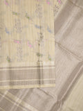 Chanderi fancy saree in cream color allover zari motifs & zari border with brocade and blouse