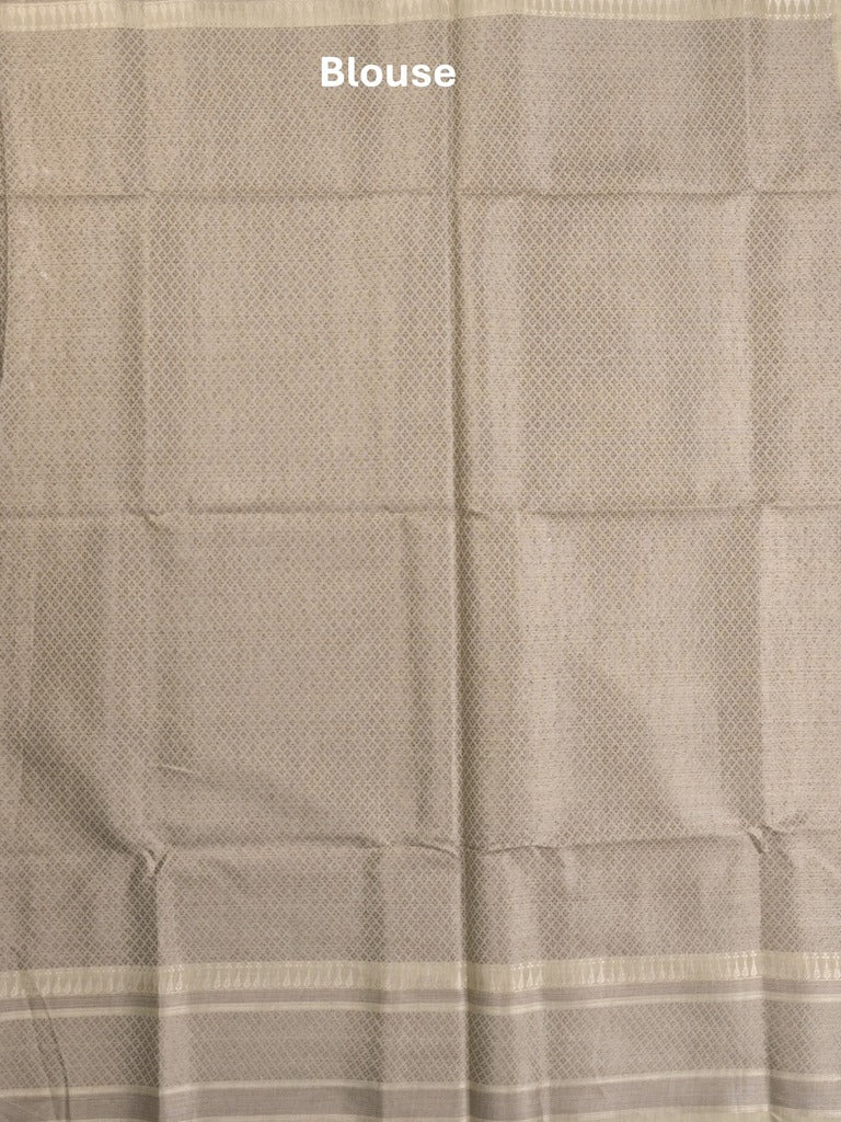 Chanderi fancy saree in cream color allover zari motifs & zari border with brocade and blouse