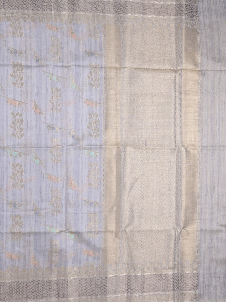 Chanderi fancy saree in pastel blue color allover zari motifs & zari border with brocade and blouse