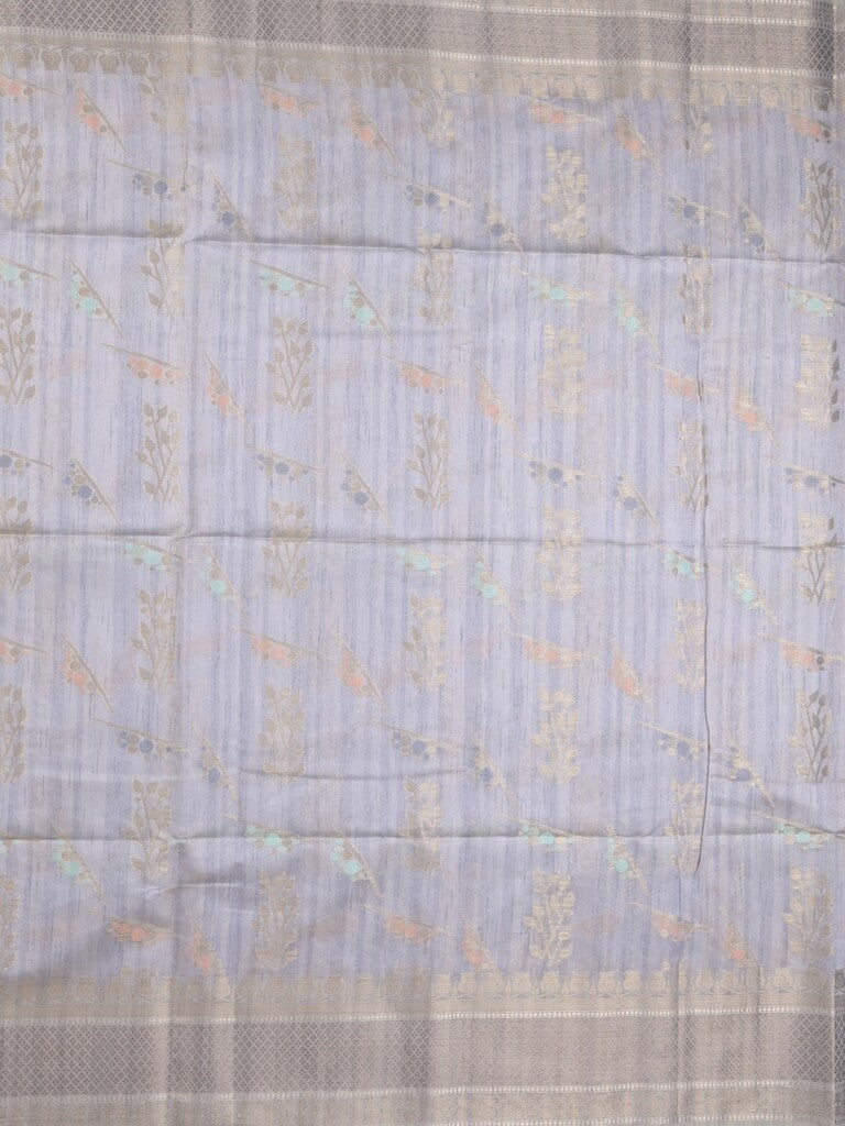 Chanderi fancy saree in pastel blue color allover zari motifs & zari border with brocade and blouse