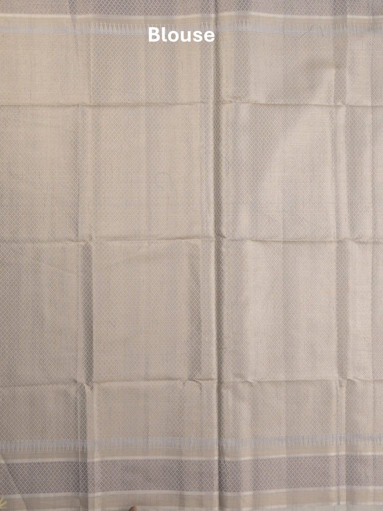 Chanderi fancy saree in pastel blue color allover zari motifs & zari border with brocade and blouse