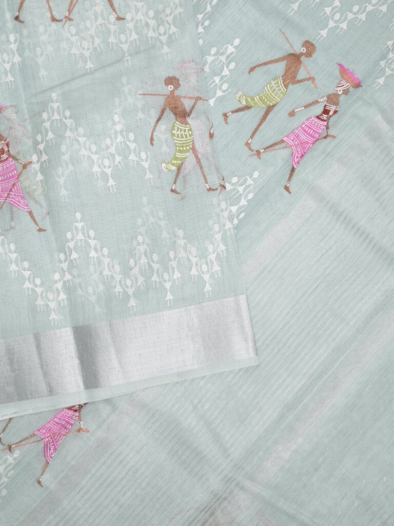 Chanderi tissue fancy saree for women | pastel blue | party wear saree