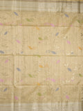 Chanderi fancy saree in beige color allover zari motifs & zari border with brocade and blouse