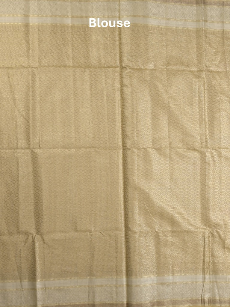 Chanderi fancy saree in beige color allover zari motifs & zari border with brocade and blouse