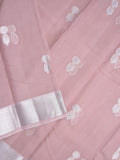 Organza fancy saree onion pink color allover zari motifs & zari border with zari weaving pallu and plain self blouse