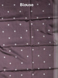 Tussar fancy saree light beige color allover floral design & small border with contrast pallu and attached printed blouse