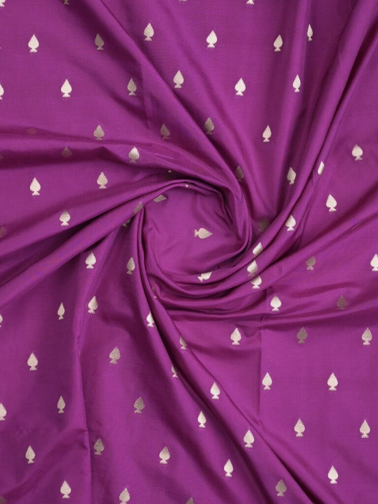 Banaras fancy saree violet color allover zari motifs & zari border with brocade pallu and contrast plain blouse